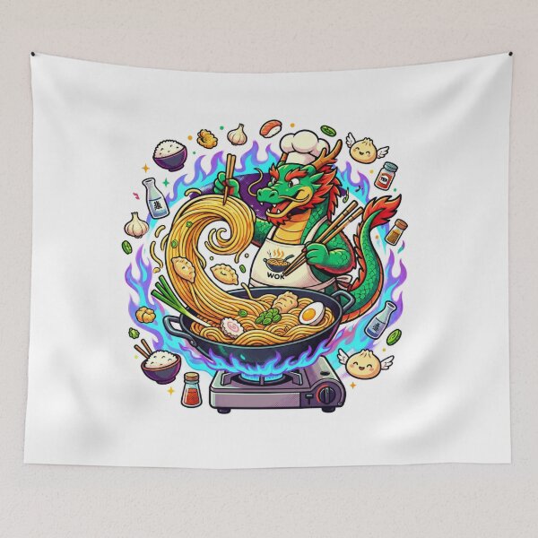 Item preview, Dragon Wok Master – Funny Ramen Chef Dragon Sticker designed and sold by LevelUpReads.