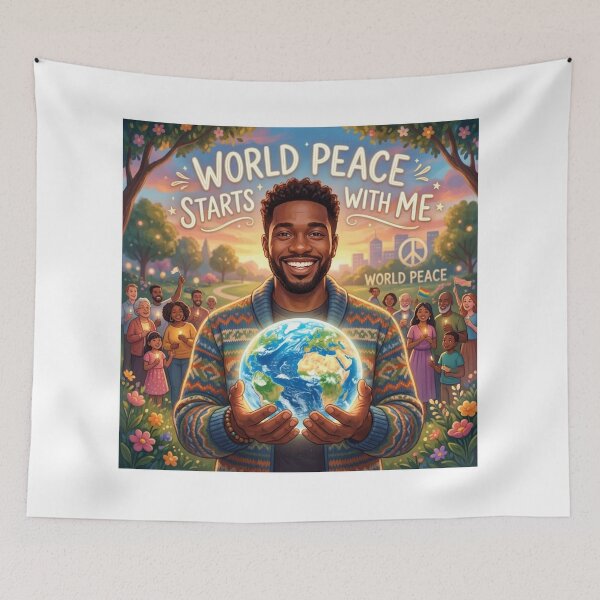 Item preview, AI Art - World Peace Starts with Me designed and sold by Whimsyful Designs.