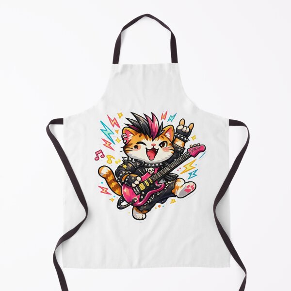 Item preview, Punk Rock Cat Playing Electric Guitar Cute Neon Cartoon designed and sold by ArtistryPulse90.