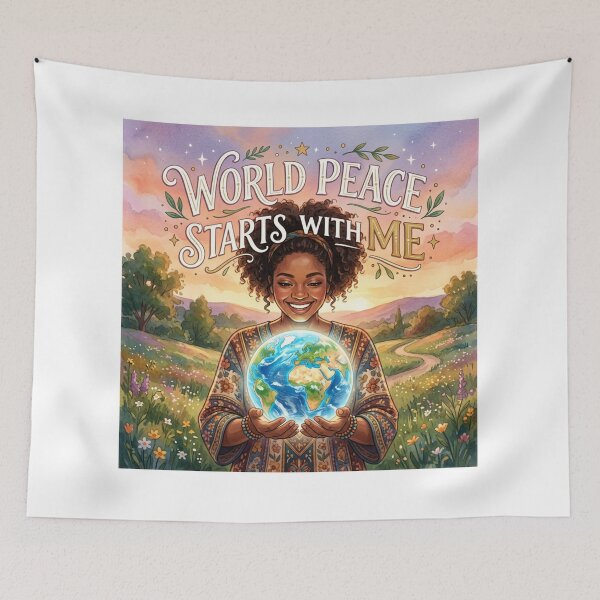 Item preview, AI Art - World Peace Starts with Me designed and sold by Whimsyful Designs.