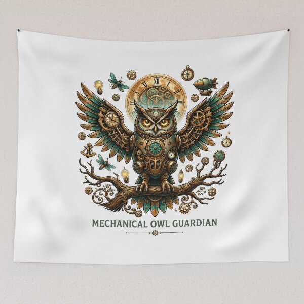 Item preview, Mechanical Owl Guardian – Steampunk Clockwork Owl designed and sold by LevelUpReads.