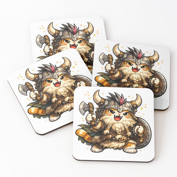 Item preview, Cute Viking Cat Warrior Cartoon Mascot Sticker designed and sold by ArtistryPulse90.