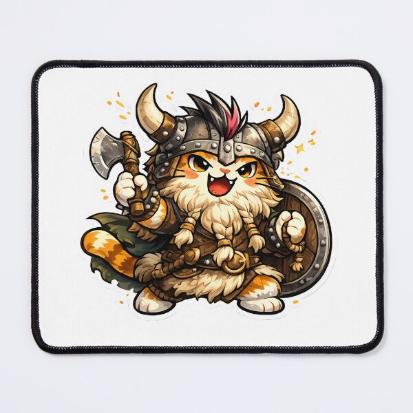 Item preview, Cute Viking Cat Warrior Cartoon Mascot Sticker designed and sold by ArtistryPulse90.