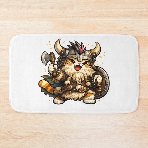 Item preview, Cute Viking Cat Warrior Cartoon Mascot Sticker designed and sold by ArtistryPulse90.
