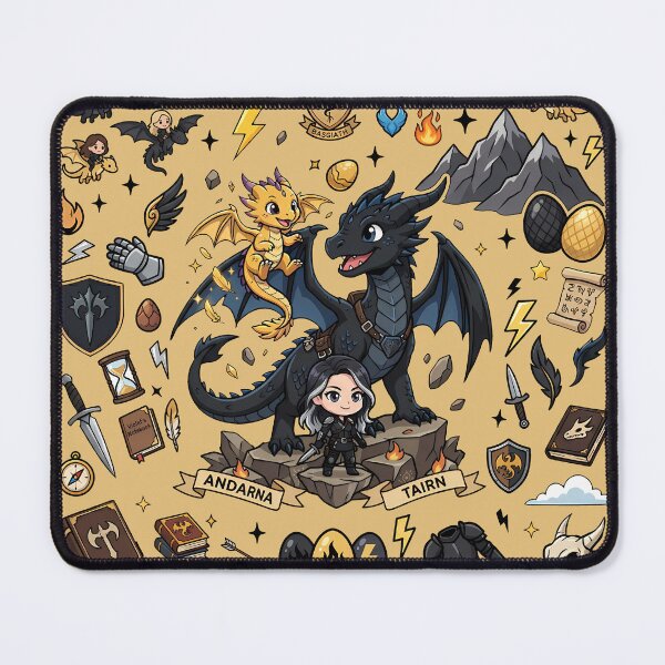 Item preview, Fourth Wing Kawaii Collage — Andarna & Tairn Chibi Dragon Fan Art designed and sold by KismetsKawaiiCo.