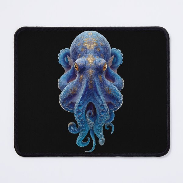 Item preview, Ornate Royal Blue Octopus - Gold Filigree Marine Art designed and sold by Skyburial.
