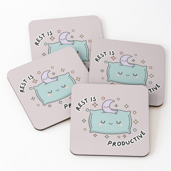 Item preview, Kawaii Sleepy Pillow - "Rest is Productive" designed and sold by SebastianSpace.