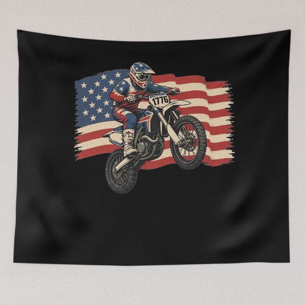 Item preview, Motocross 4th Of July Motorcycle US Flag Biker Men Boys 1776 designed and sold by clothesy7.