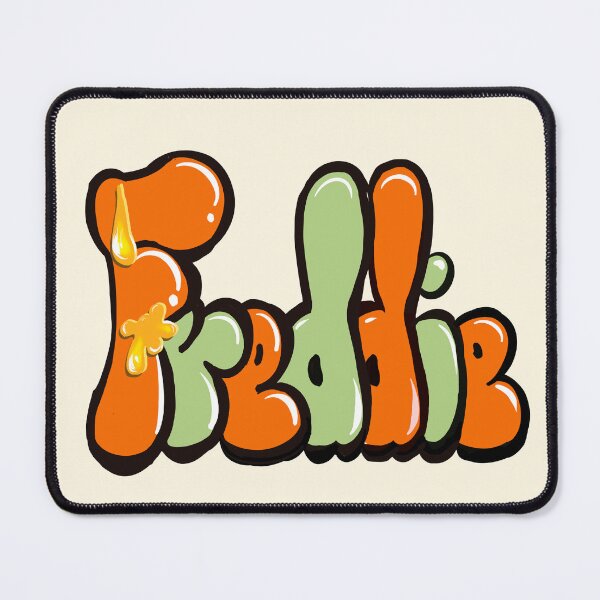 Item preview, Freddie Name Graffiti Throwie Orange Sage Green liquid drip effect Street Art designed and sold by Artonmytee.