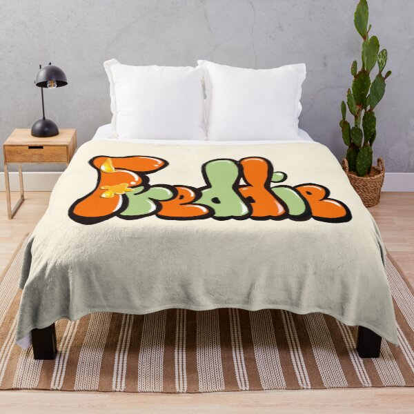 Item preview, Freddie Name Graffiti Throwie Orange Sage Green liquid drip effect Street Art designed and sold by Artonmytee.