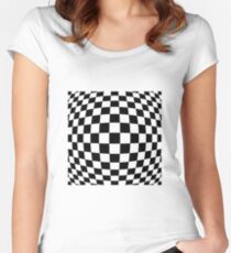 #black, #white, #chess, #checkered, #pattern, #flag, #board, #abstract, #chessboard, #checker, #square Women's Fitted Scoop T-Shirt