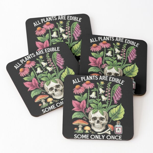 Item preview, All Plants Are Edible Some Only Once Skull Cottagecore Goth Botanical designed and sold by DienesAngele.