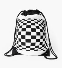 #black, #white, #chess, #checkered, #pattern, #flag, #board, #abstract, #chessboard, #checker, #square Drawstring Bag