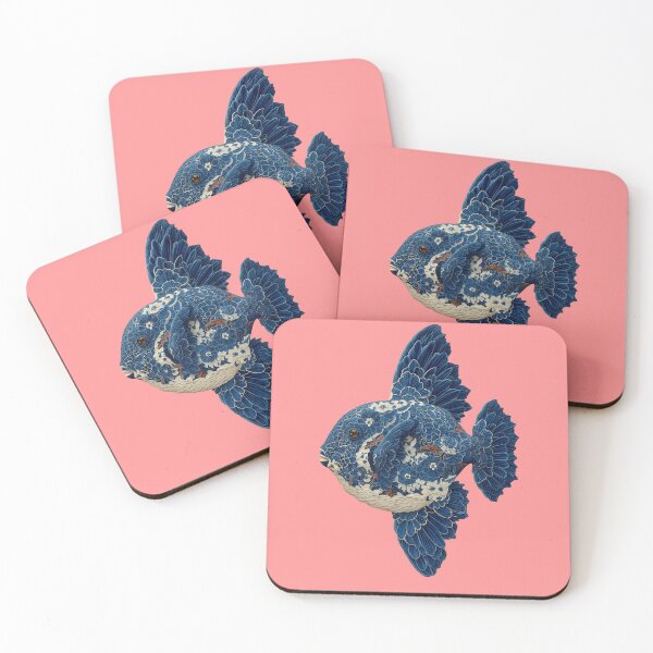 Item preview, Blue Willow Mola Mola Art - Maximalist Floral Ocean Sunfish designed and sold by Skyburial.