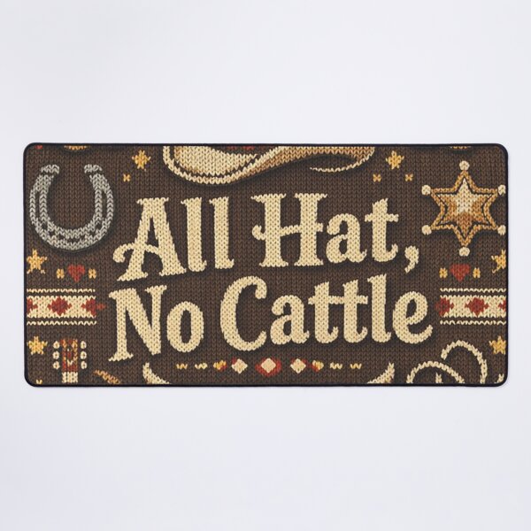 Item preview, All Hat No Cattle Cowboy Saying Knitting Pattern designed and sold by Mauswohn.