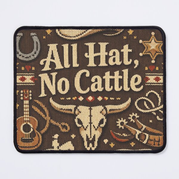 Item preview, All Hat No Cattle Cowboy Saying Knitting Pattern designed and sold by Mauswohn.