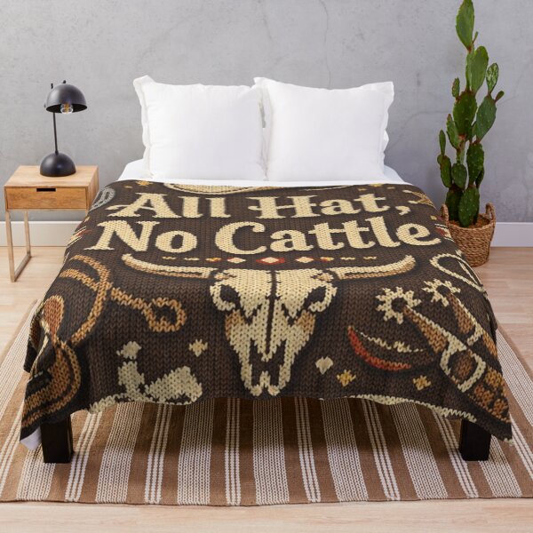 Item preview, All Hat No Cattle Cowboy Saying Knitting Pattern designed and sold by Mauswohn.