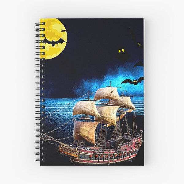Item preview, mysterious pirate ghost ship under halloween moon designed and sold by FahdSpaceArt.