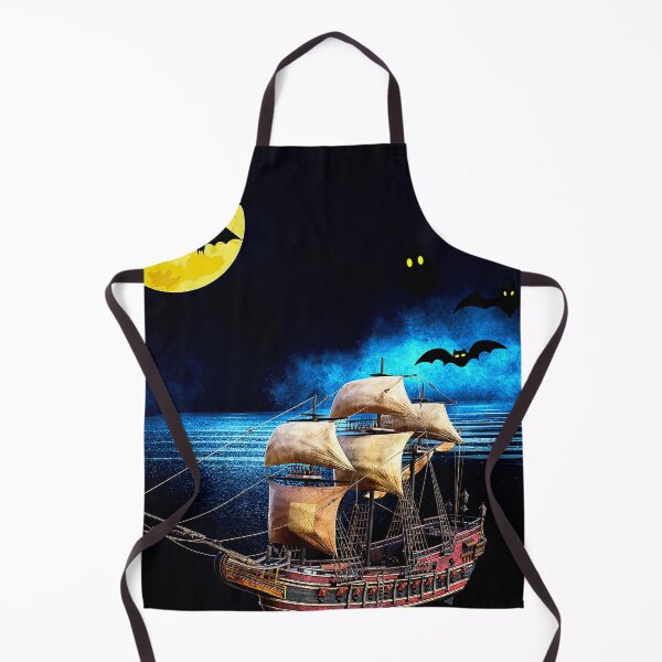 Item preview, mysterious pirate ghost ship under halloween moon designed and sold by FahdSpaceArt.