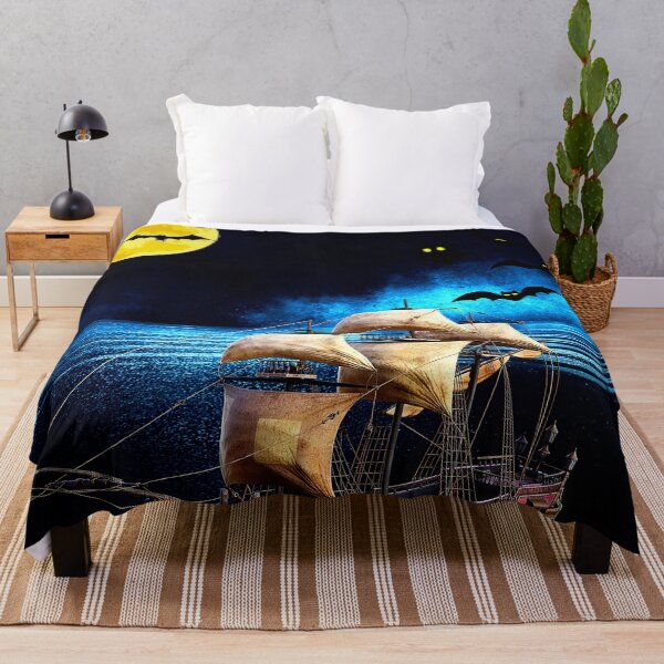Item preview, mysterious pirate ghost ship under halloween moon designed and sold by FahdSpaceArt.
