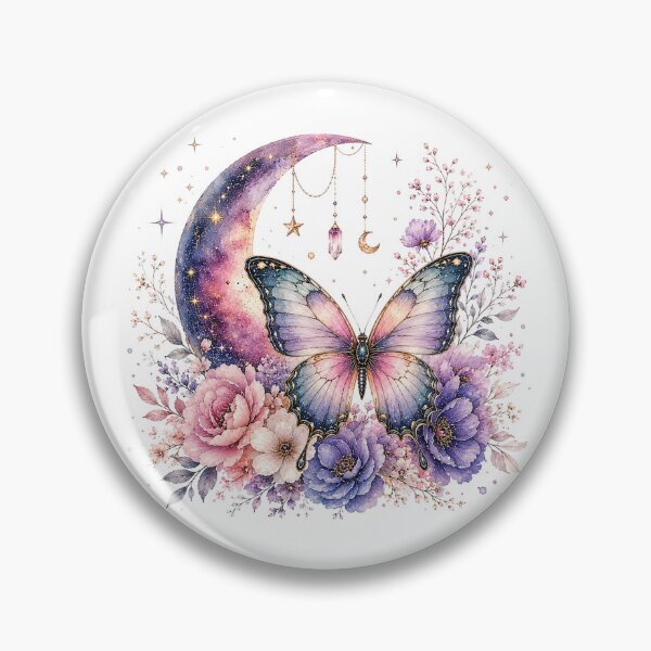 Item preview, Celestial Butterfly Moon Floral Watercolor designed and sold by PetalGarden.