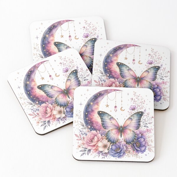 Item preview, Celestial Butterfly Moon Floral Watercolor designed and sold by PetalGarden.