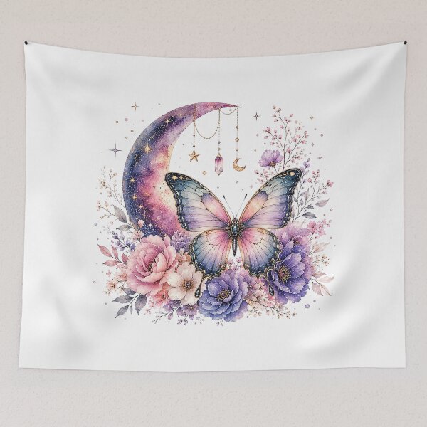 Item preview, Celestial Butterfly Moon Floral Watercolor designed and sold by PetalGarden.