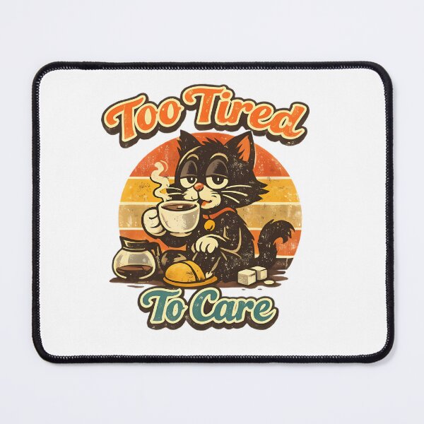 Item preview, Vintage Black Cat Coffee T-Shirt – Too Tired To Care Retro Cartoon Design designed and sold by ArtistryPulse90.