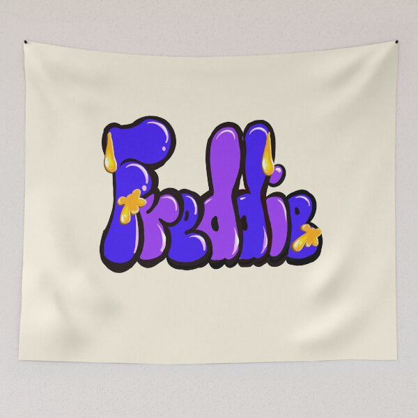 Item preview, Freddie Name Graffiti Throwie in Purple and blue with liquid drip effect  Street Art designed and sold by Artonmytee.