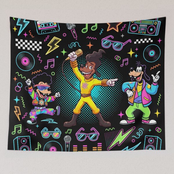 Item preview, Powerline, Max & Goofy Neon 90s Kawaii Collage designed and sold by KismetsKawaiiCo.
