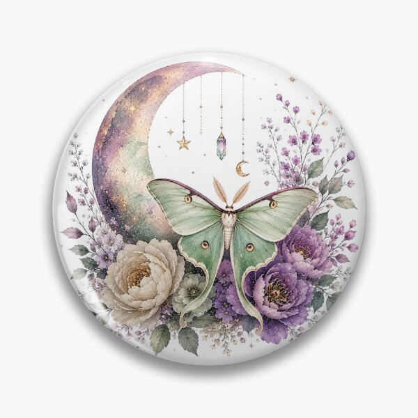 Item preview, Celestial Luna Moth Moon Floral Watercolor designed and sold by PetalGarden.