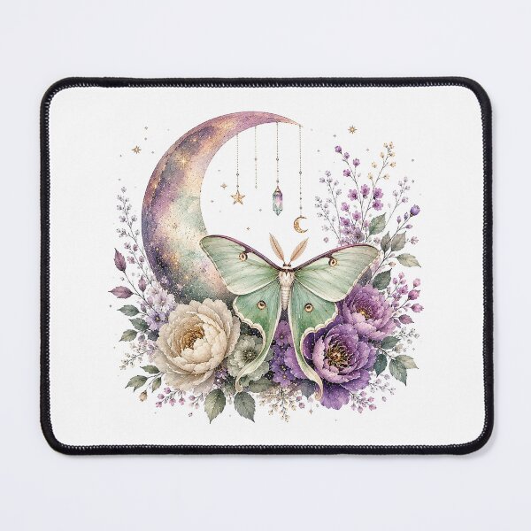 Item preview, Celestial Luna Moth Moon Floral Watercolor designed and sold by PetalGarden.