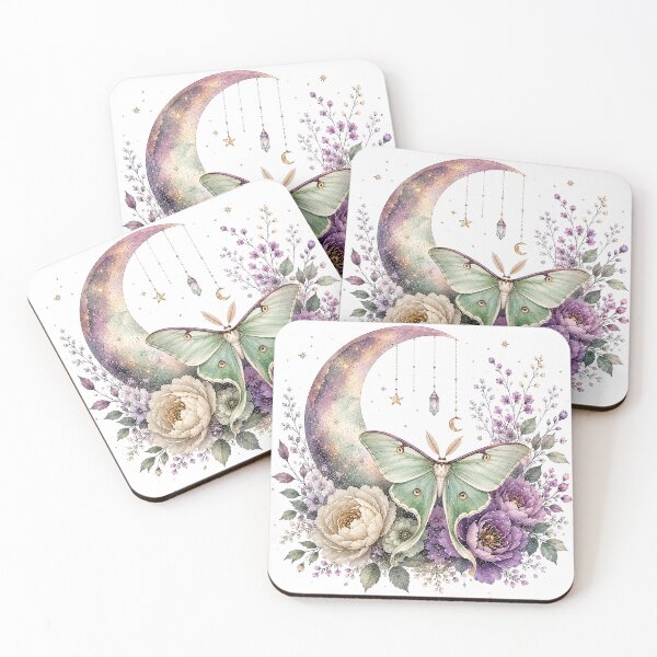 Item preview, Celestial Luna Moth Moon Floral Watercolor designed and sold by PetalGarden.