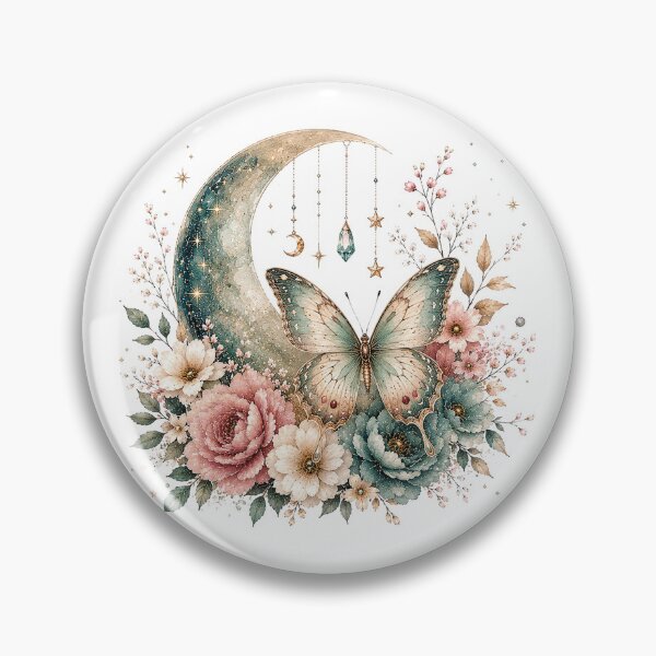Item preview, Celestial Butterfly Moon Floral Watercolor designed and sold by PetalGarden.