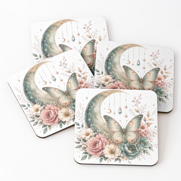 Item preview, Celestial Butterfly Moon Floral Watercolor designed and sold by PetalGarden.