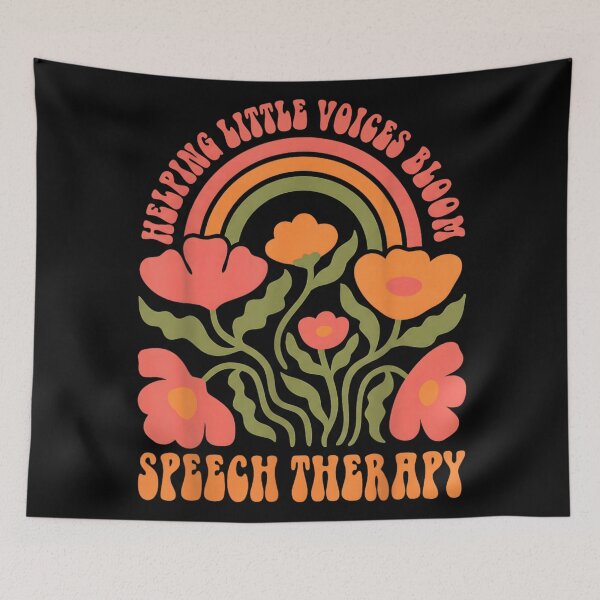 Item preview, Helping Little Voices Bloom Speech Therapy Retro Rainbow Flower Graphic designed and sold by MariCanal.