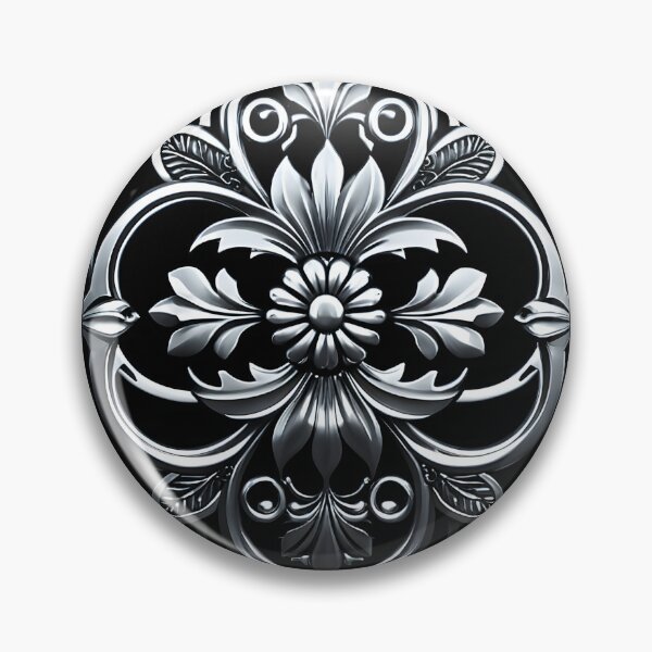 Item preview, High-Contrast Gothic Embossed Floral Metal Emblem Design designed and sold by CuteSlothWorld.
