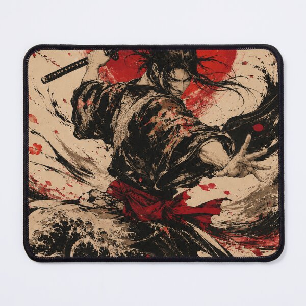 Item preview, Crimson Samurai Under the Rising Sun Japanese Ink Poster designed and sold by DrizzyV.
