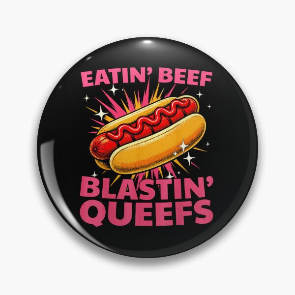 Item preview, Funny Eatin Beef Blastin Queefs Retro Hot Dog Graphic T Shirt designed and sold by MariCanal.