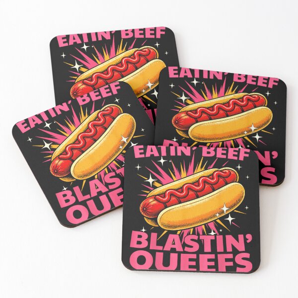 Item preview, Funny Eatin Beef Blastin Queefs Retro Hot Dog Graphic T Shirt designed and sold by MariCanal.
