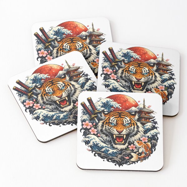 Item preview, Fierce Japanese Tiger Spirit | Premium Ukiyo Wave Samurai Art designed and sold by zenithviv.