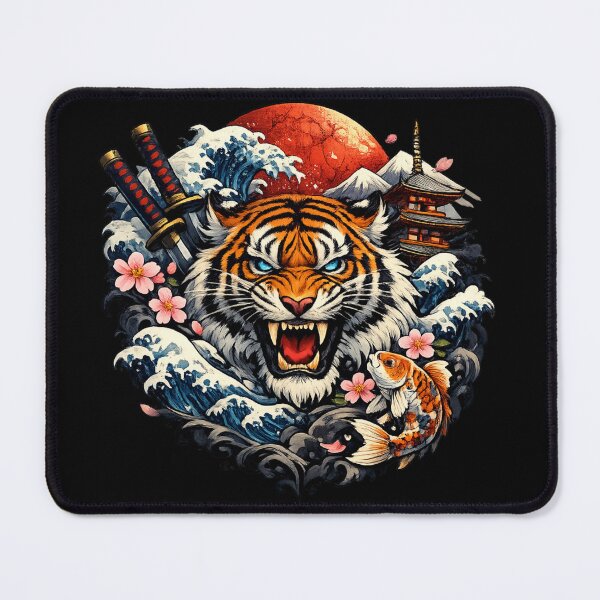 Item preview, Fierce Japanese Tiger Spirit | Premium Ukiyo Wave Samurai Art designed and sold by zenithviv.