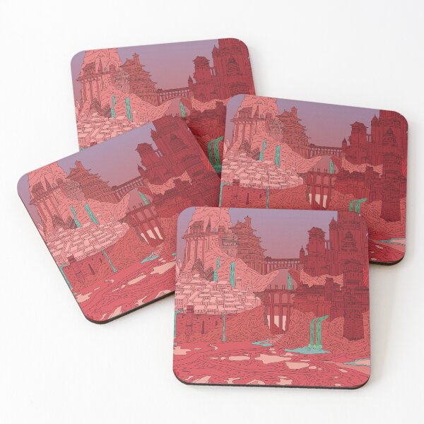 Item preview, Crimson Crystal Castle - Mystical Ghibli Inspired Fantasy Art designed and sold by AliAltinelArt.