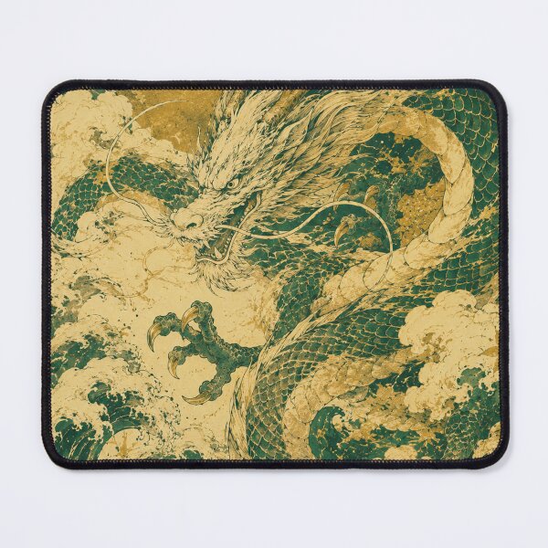 Item preview, Emerald Japanese Dragon in Golden Waves Poster designed and sold by DrizzyV.