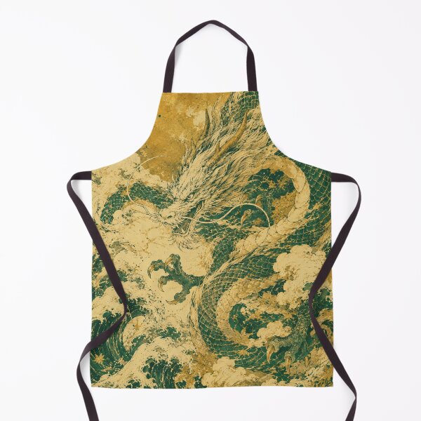 Item preview, Emerald Japanese Dragon in Golden Waves Poster designed and sold by DrizzyV.