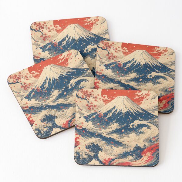 Item preview, Mount Fuji Rising Sun Japanese Wave Poster designed and sold by DrizzyV.