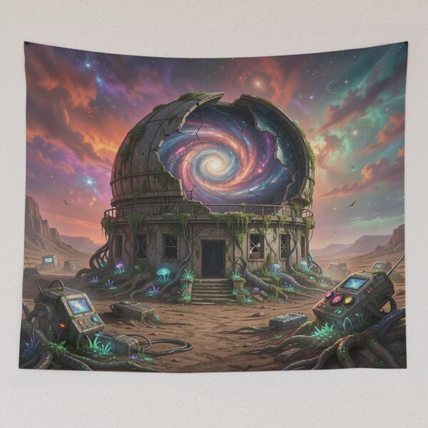 Item preview, Galactic Observatory Ruins with futuristic energy and cosmic light in a surreal landscape designed and sold by FotoworldEdel.