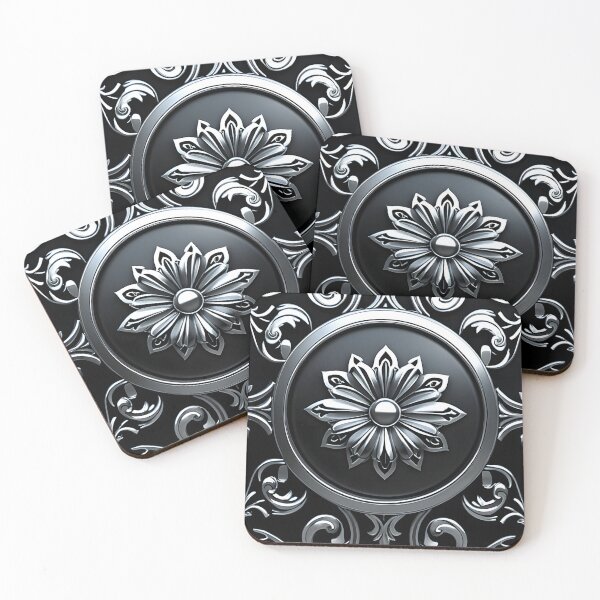 Item preview, Luxury Gothic Silver Emblem and Filigree Frame Pattern designed and sold by CuteSlothWorld.