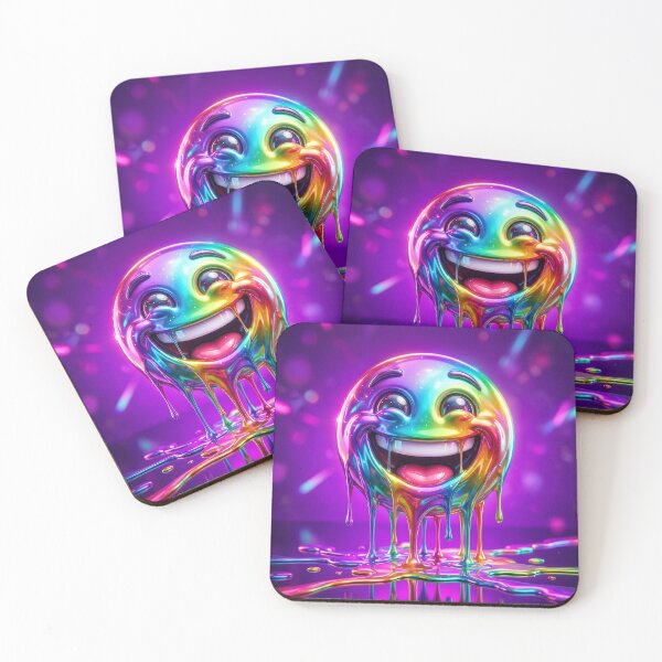 Item preview, Melting Rainbow Emoji Dripping Neon Smile Art designed and sold by AgnesB77.