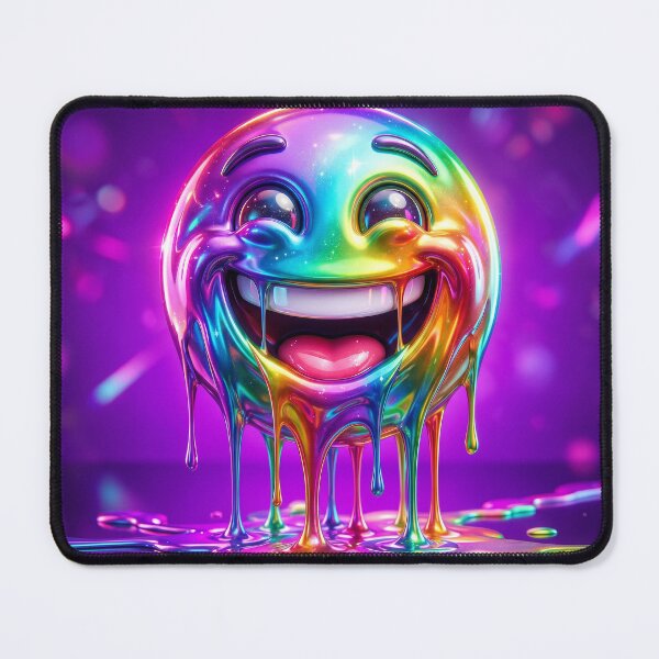Item preview, Melting Rainbow Emoji Dripping Neon Smile Art designed and sold by AgnesB77.